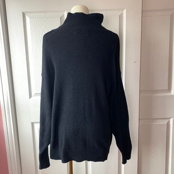 Aritzia Wilfred Free Navy Funnel Neck Tunic Oversized Sweater Size S - Picture 3 of 10